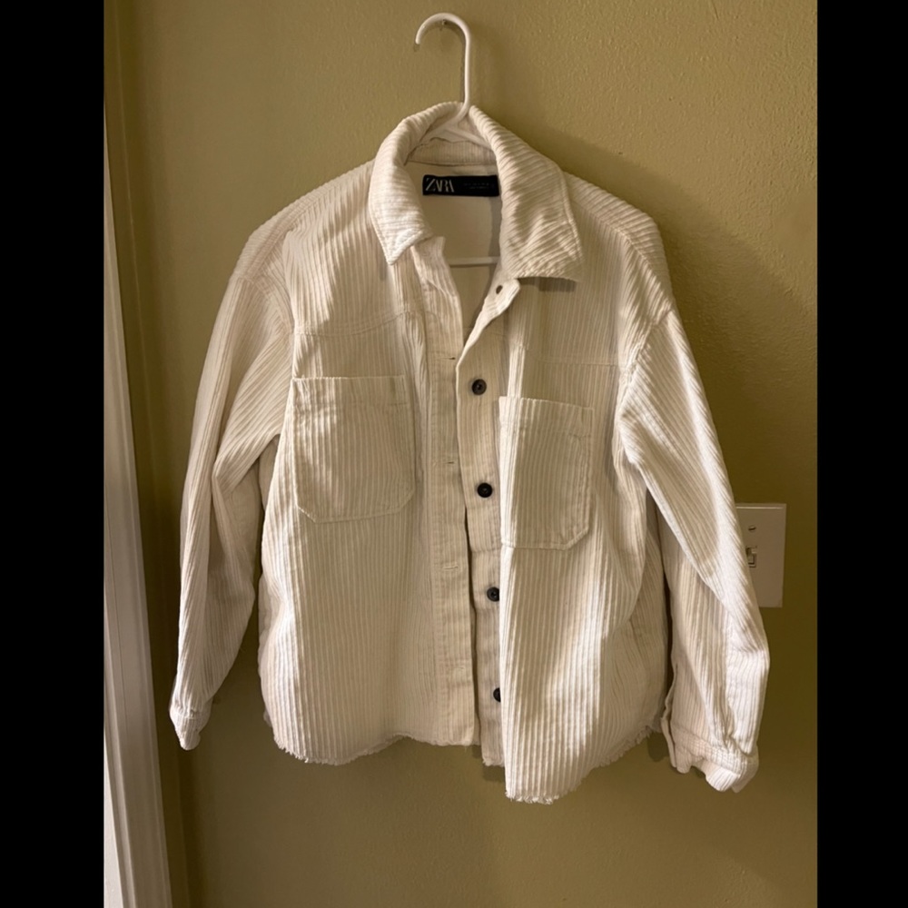 ZARA white corduroy shacket